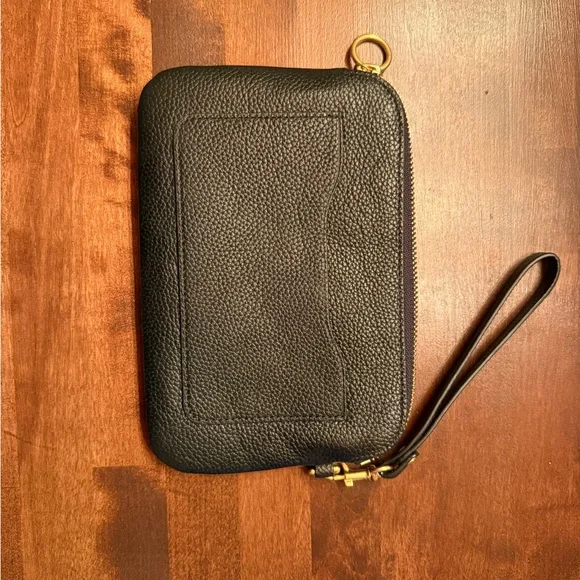 Tory Burch Black Leather Phone Wristlet with Gold Hardware - Picture 2 of 3